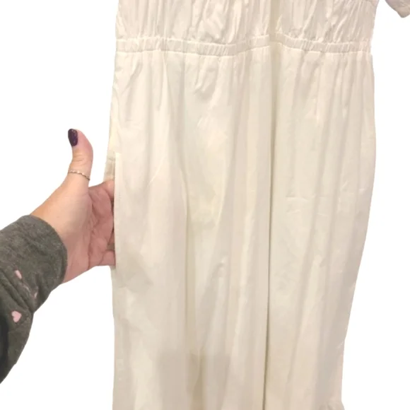 Vineyard Vines Marina Dress Large White Midi Puffy Sleeves Summer Tiered - Picture 6 of 16